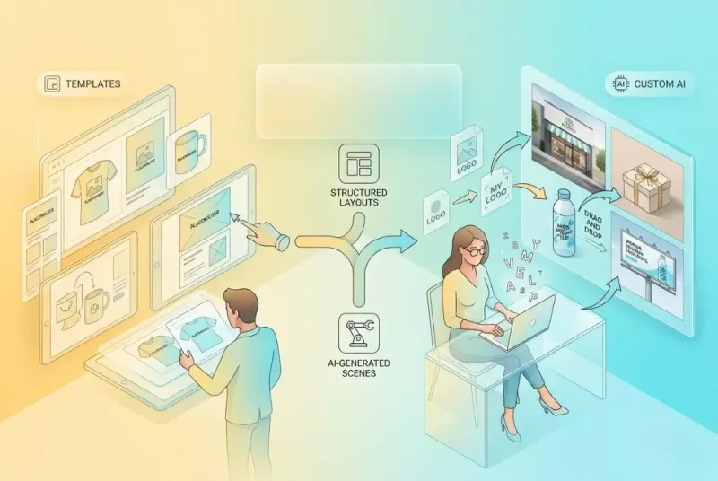 Flexible Mockup Creation with Templates or Full AI Control