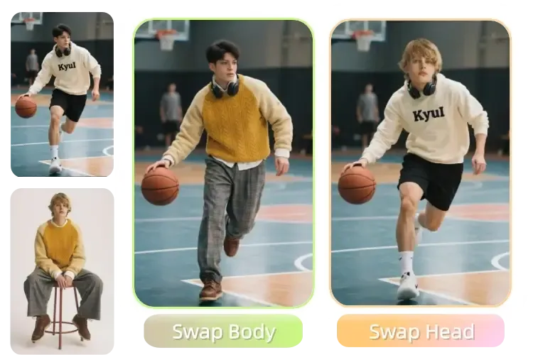 Two Swap Modes: Body Swap or Head Swap